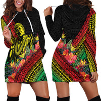 Retro Hawaiian Singer Hoodie Dress Polynesian Style Tropical Flowers LT05 - Polynesian Pride