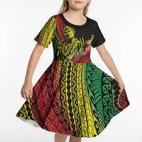 Retro Hawaiian Singer Kid Short Sleeve Dress Polynesian Style Tropical Flowers LT05 - Polynesian Pride