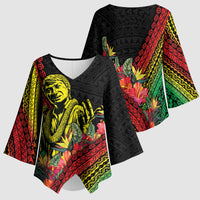 Retro Hawaiian Singer Kimono Sleeve Blouse Polynesian Style Tropical Flowers LT05 - Polynesian Pride