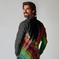 Retro Hawaiian Singer Long Sleeve Polo Shirt Polynesian Style Tropical Flowers LT05 - Polynesian Pride
