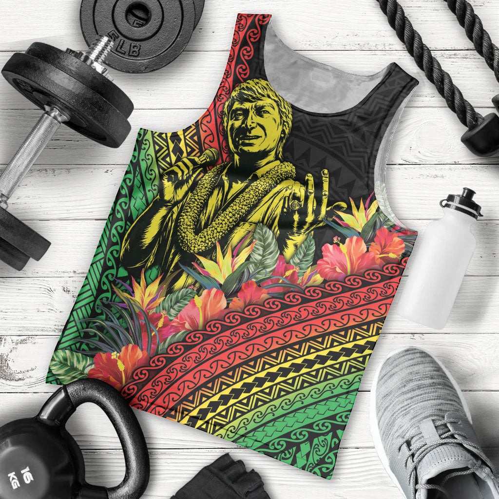 Retro Hawaiian Singer Men Tank Top Polynesian Style Tropical Flowers LT05 - Polynesian Pride