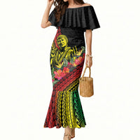 Retro Hawaiian Singer Mermaid Dress Polynesian Style Tropical Flowers LT05 Women Black - Polynesian Pride