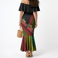 Retro Hawaiian Singer Mermaid Dress Polynesian Style Tropical Flowers LT05 - Polynesian Pride