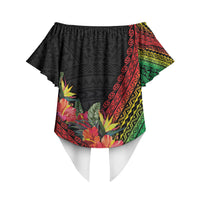 Retro Hawaiian Singer Off Shoulder Wrap Waist Top Polynesian Style Tropical Flowers LT05 - Polynesian Pride