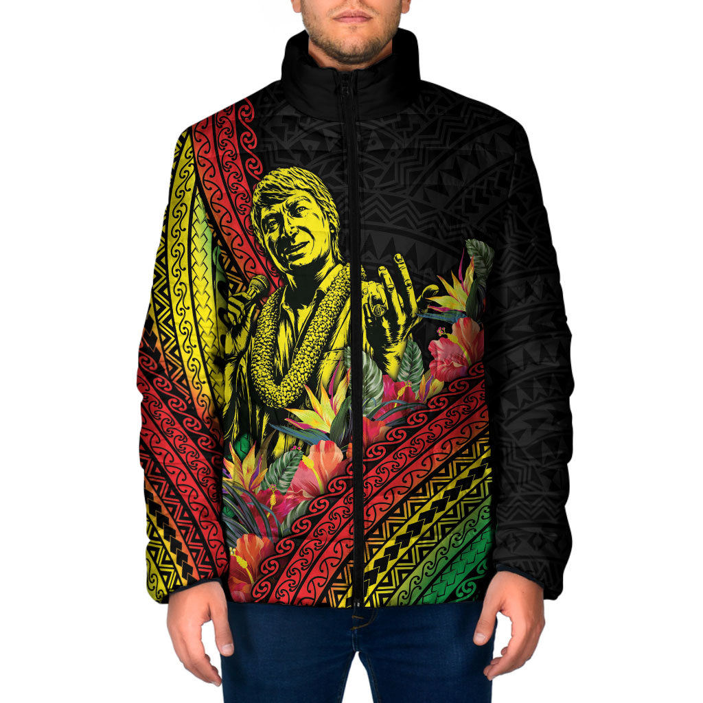 Retro Hawaiian Singer Padded Jacket Polynesian Style Tropical Flowers