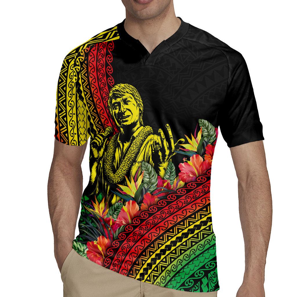 Retro Hawaiian Singer Rugby Jersey Polynesian Style Tropical Flowers LT05 - Polynesian Pride
