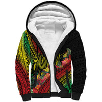Retro Hawaiian Singer Sherpa Hoodie Polynesian Style Tropical Flowers LT05 Unisex Black - Polynesian Pride
