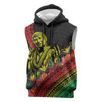 Retro Hawaiian Singer Sleeveless Hoodie Polynesian Style Tropical Flowers LT05 Black - Polynesian Pride