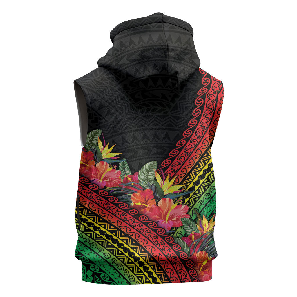 Retro Hawaiian Singer Sleeveless Zip Hoodie Polynesian Style Tropical Flowers LT05 - Polynesian Pride