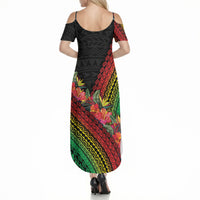Retro Hawaiian Singer Summer Maxi Dress Polynesian Style Tropical Flowers LT05 - Polynesian Pride