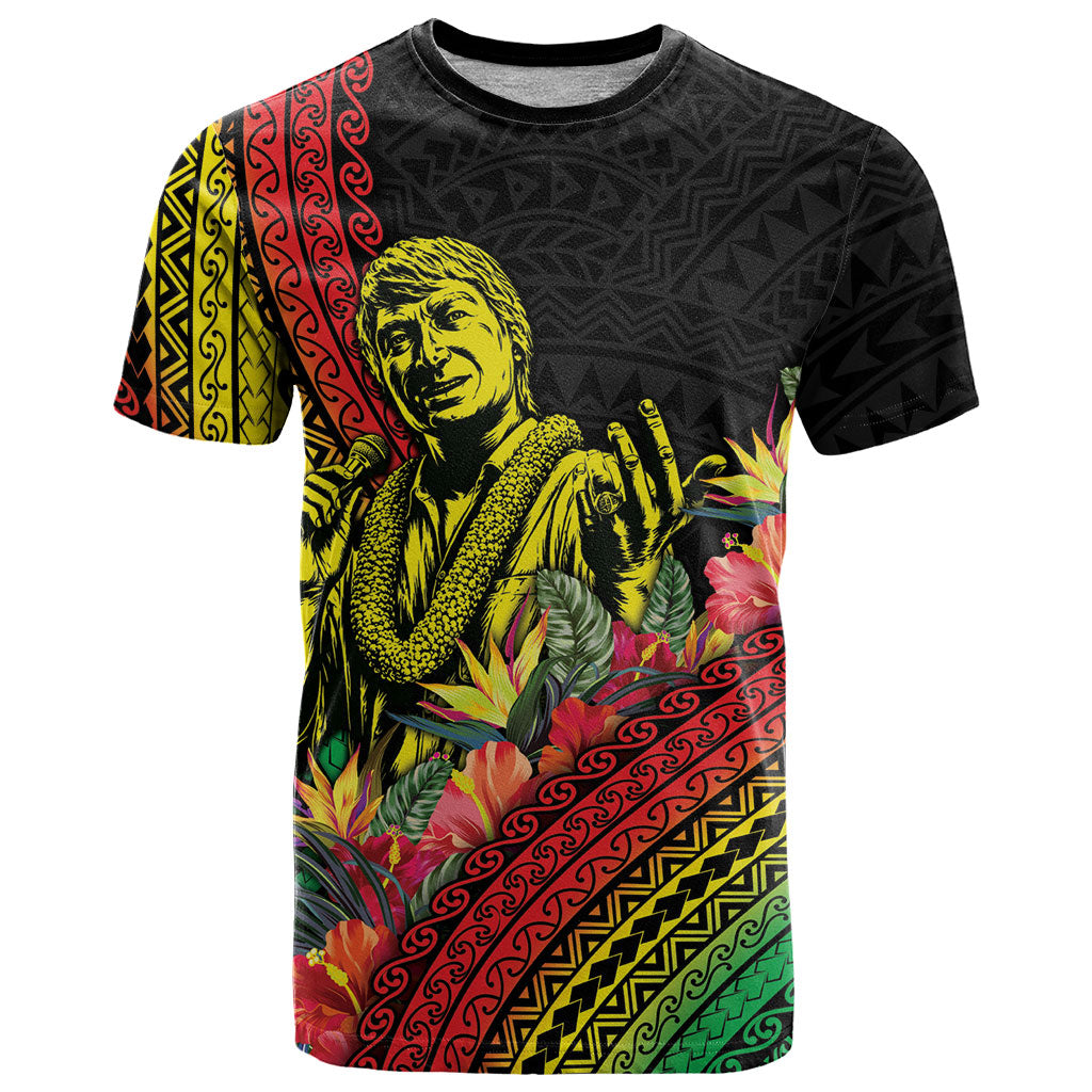 Retro Hawaiian Singer T Shirt Polynesian Style Tropical Flowers LT05 Black - Polynesian Pride