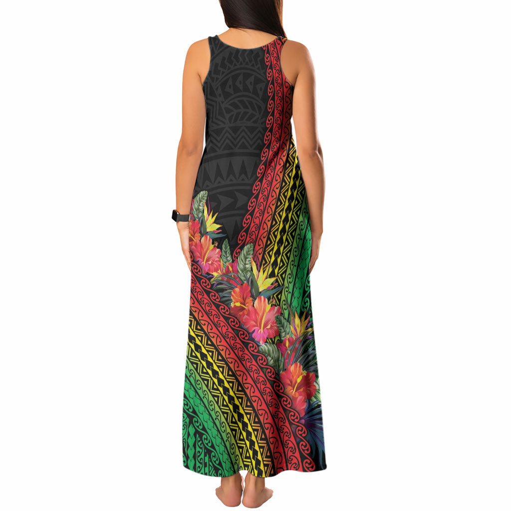 Retro Hawaiian Singer Tank Maxi Dress Polynesian Style Tropical Flowers LT05 - Polynesian Pride