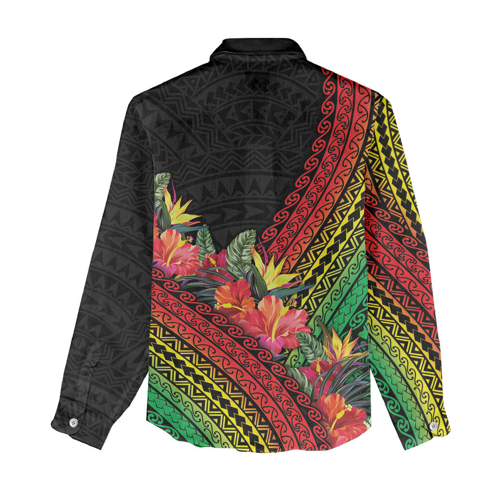 Retro Hawaiian Singer Women Casual Shirt Polynesian Style Tropical Flowers LT05 - Polynesian Pride
