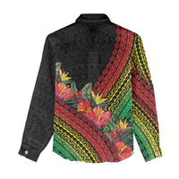 Retro Hawaiian Singer Women Casual Shirt Polynesian Style Tropical Flowers LT05 - Polynesian Pride