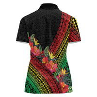 Retro Hawaiian Singer Women Polo Shirt Polynesian Style Tropical Flowers LT05 - Polynesian Pride