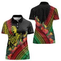 Retro Hawaiian Singer Women Polo Shirt Polynesian Style Tropical Flowers LT05 - Polynesian Pride