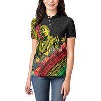 Retro Hawaiian Singer Women Polo Shirt Polynesian Style Tropical Flowers LT05 - Polynesian Pride