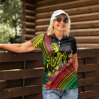 Retro Hawaiian Singer Women Polo Shirt Polynesian Style Tropical Flowers LT05 - Polynesian Pride