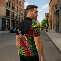 Retro Hawaiian Singer Zipper Polo Shirt Polynesian Style Tropical Flowers LT05 - Polynesian Pride
