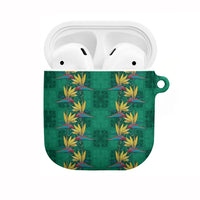 Hawaii Waikiki King AirPods Case Green Quilt With Pua Manu LT05 Green - Polynesian Pride
