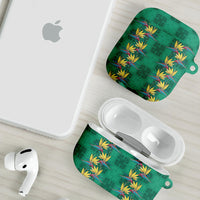 Hawaii Waikiki King AirPods Case Green Quilt With Pua Manu LT05 - Polynesian Pride