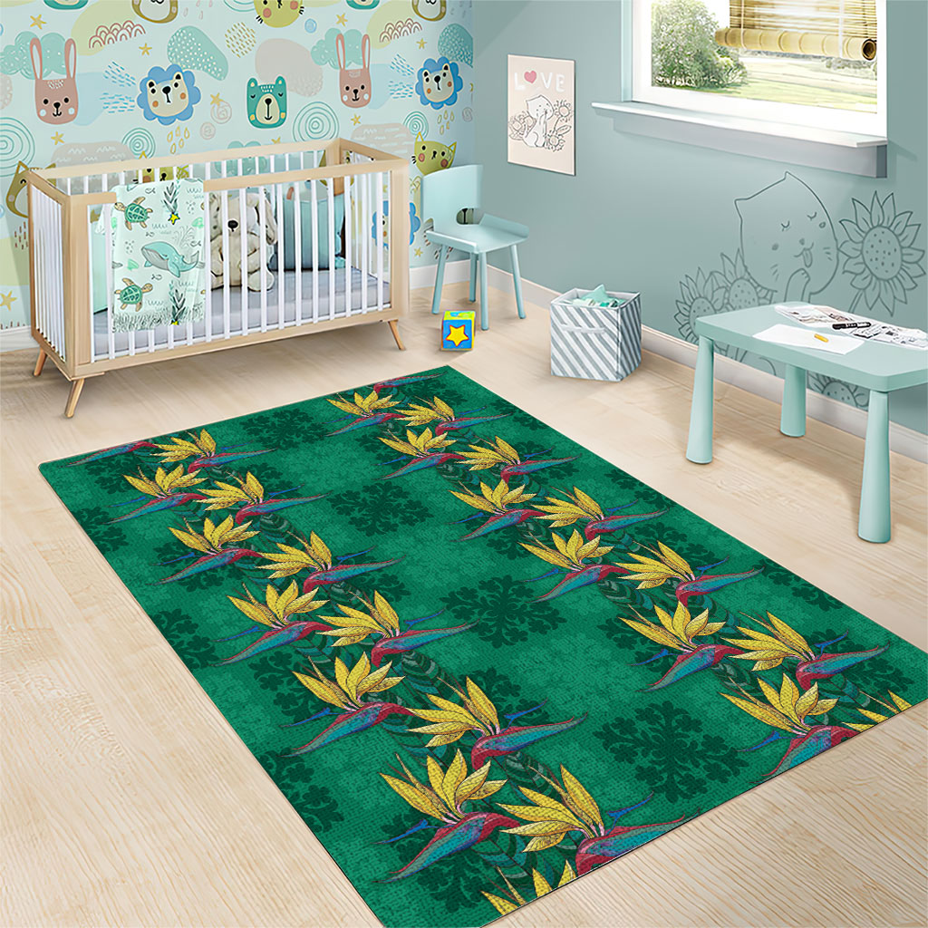 Hawaii Waikiki King Area Rug Green Quilt With Pua Manu LT05 - Polynesian Pride