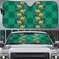 Hawaii Waikiki King Auto Sun Shade Green Quilt With Pua Manu LT05 Green - Polynesian Pride