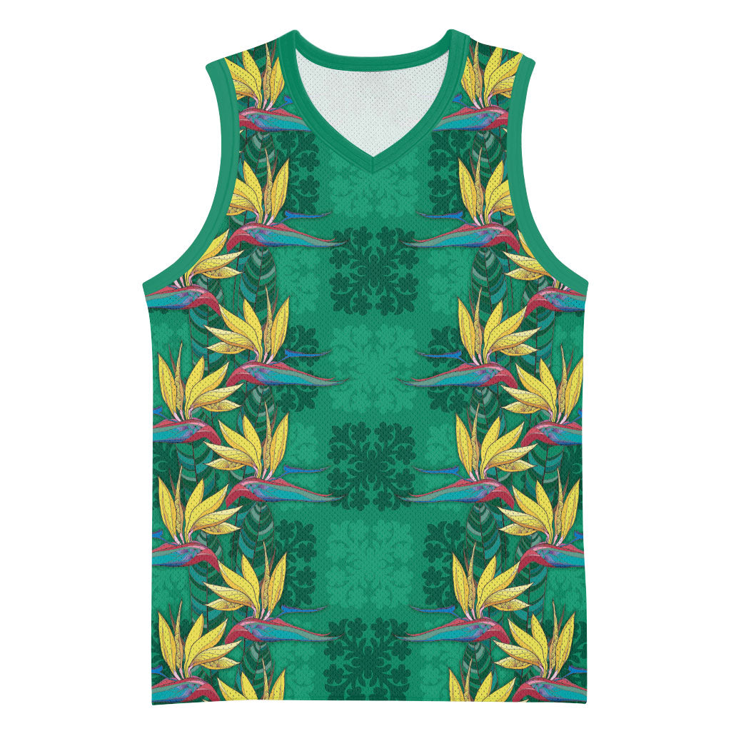 Hawaii Waikiki King Basketball Jersey Green Quilt With Pua Manu LT05 Unisex Green - Polynesian Pride