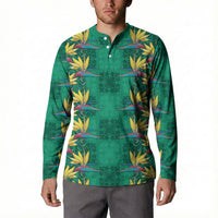 Hawaii Waikiki King Button Sweatshirt Green Quilt With Pua Manu LT05 - Polynesian Pride