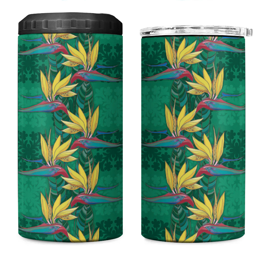 Hawaii Waikiki King 4 in 1 Can Cooler Tumbler Green Quilt With Pua Manu LT05 One Size: 16 oz Green - Polynesian Pride