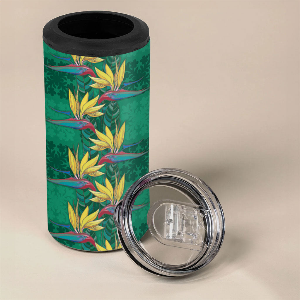 Hawaii Waikiki King 4 in 1 Can Cooler Tumbler Green Quilt With Pua Manu LT05 - Polynesian Pride