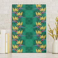 Hawaii Waikiki King Canvas Wall Art Green Quilt With Pua Manu LT05 Without Frame Green - Polynesian Pride