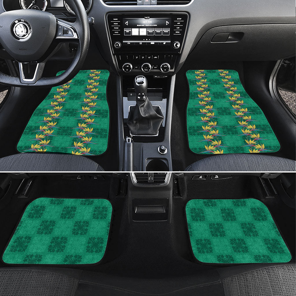 Hawaii Waikiki King Car Mats Green Quilt With Pua Manu LT05 Set 4pcs Green - Polynesian Pride