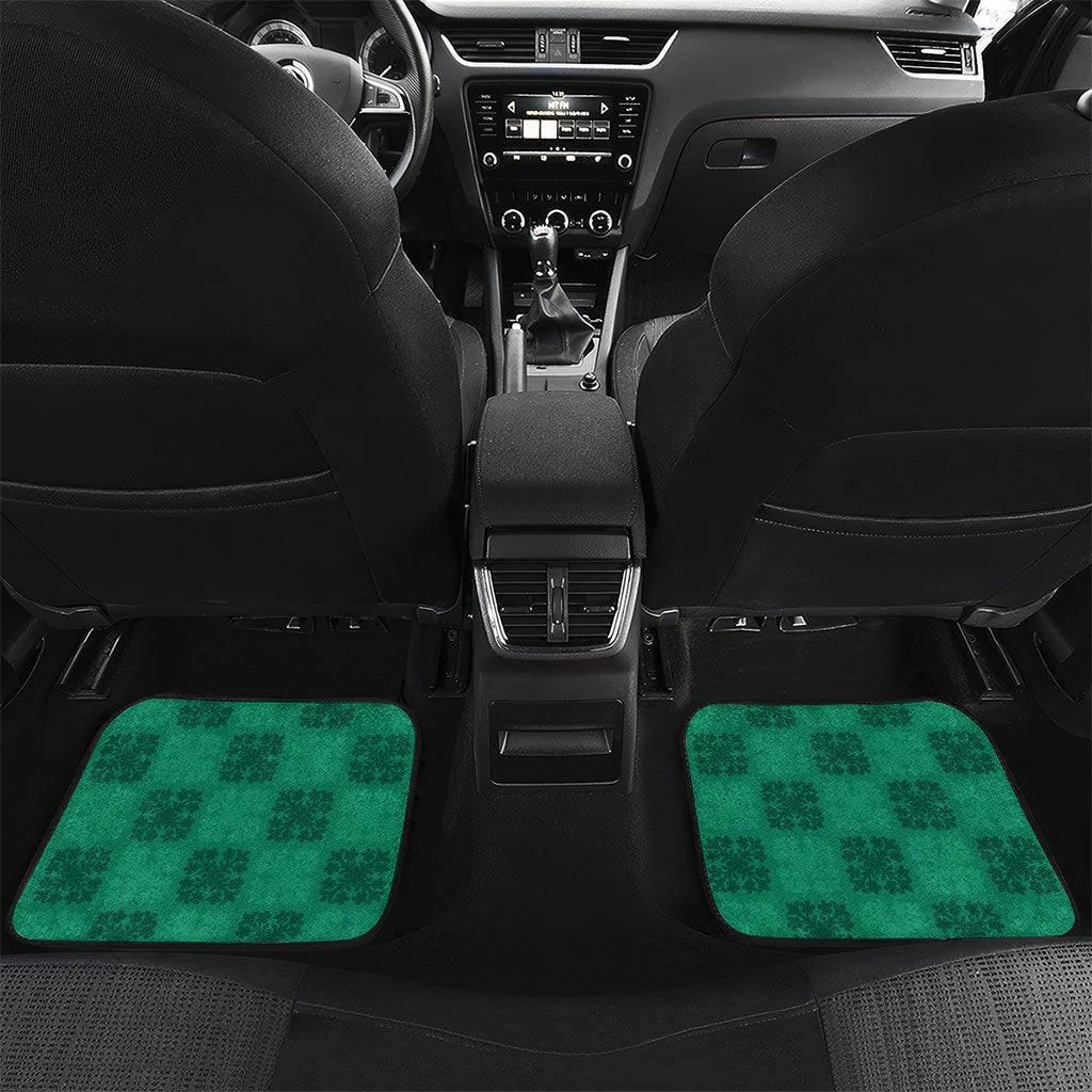 Hawaii Waikiki King Car Mats Green Quilt With Pua Manu LT05 Set 2pcs - Back Green - Polynesian Pride