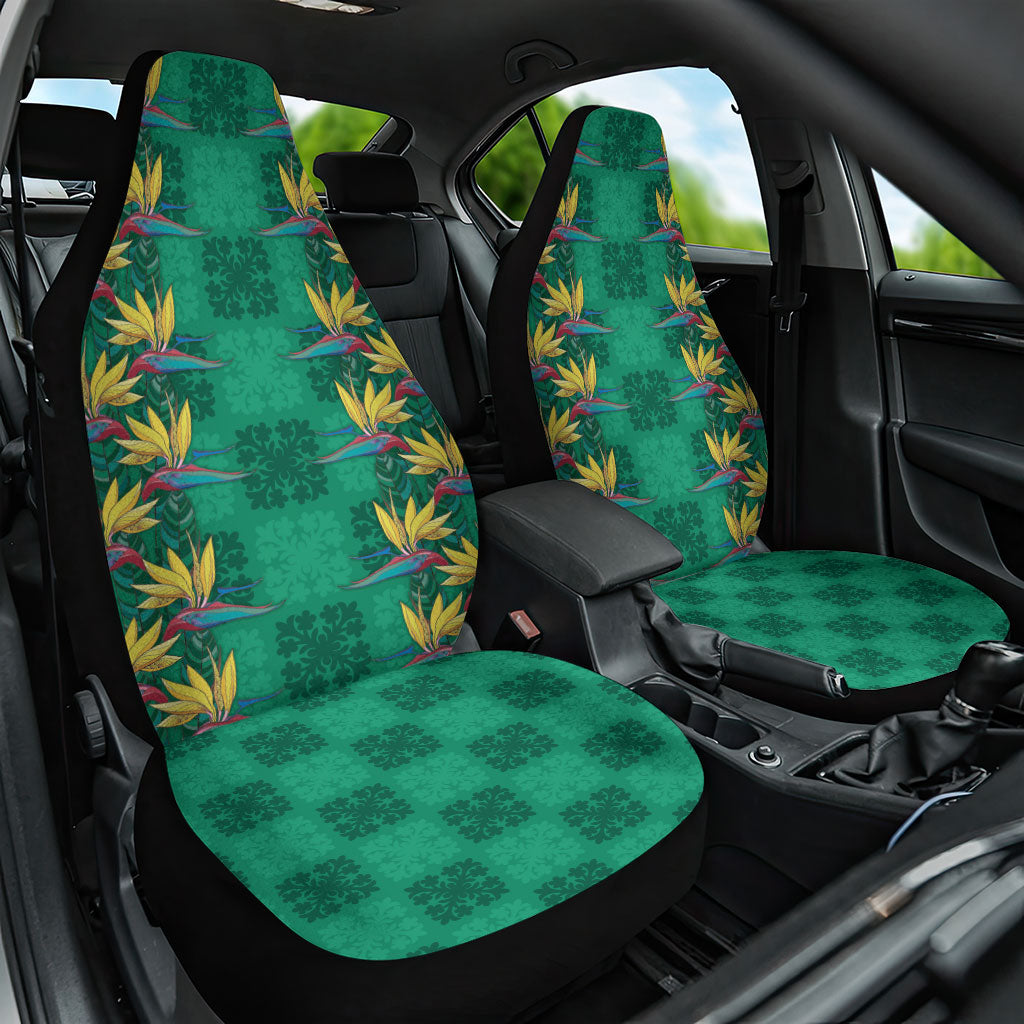 Hawaii Waikiki King Car Seat Cover Green Quilt With Pua Manu LT05 One Size Green - Polynesian Pride