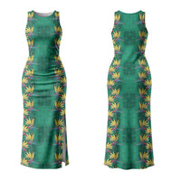 Hawaii Waikiki King Couples Matching Tank Maxi Dress and Hawaiian Shirt Green Quilt With Pua Manu LT05 - Polynesian Pride
