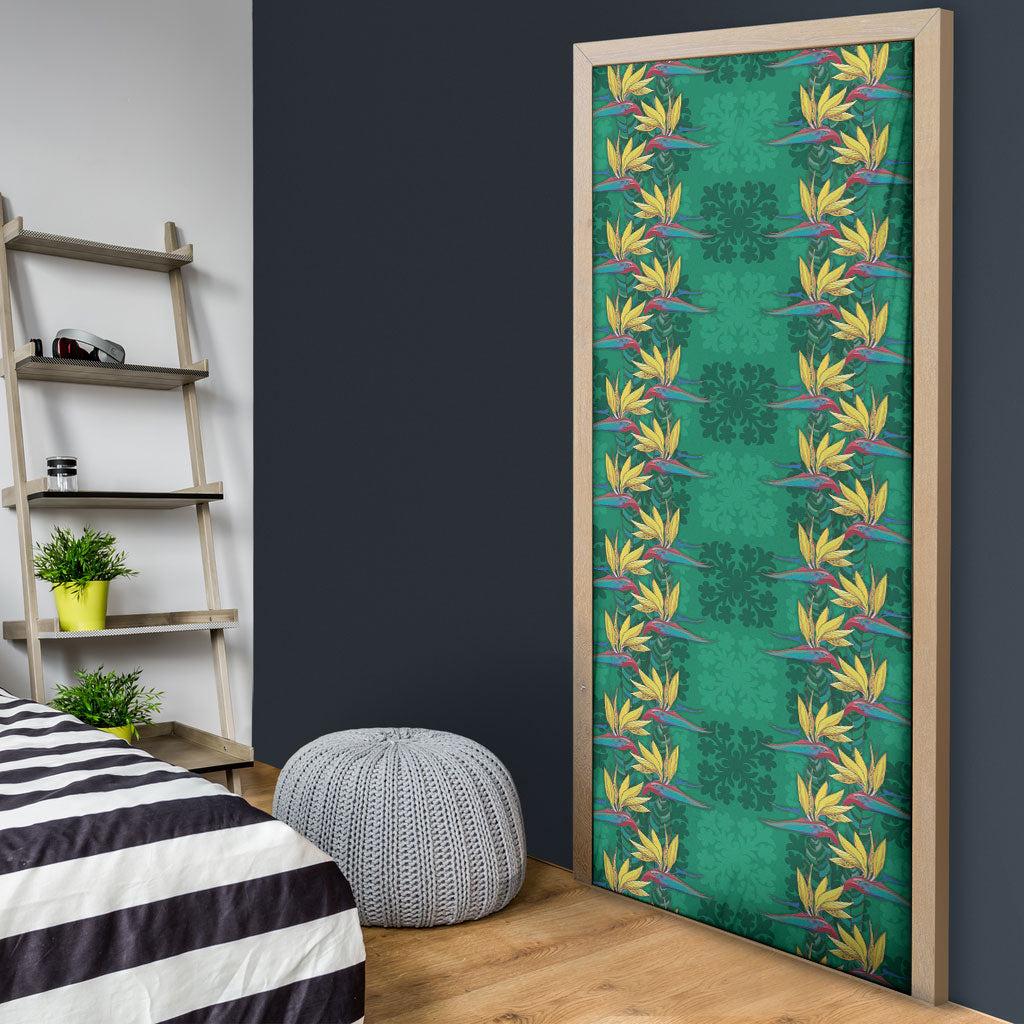 Hawaii Waikiki King Door Cover Green Quilt With Pua Manu LT05 - Polynesian Pride