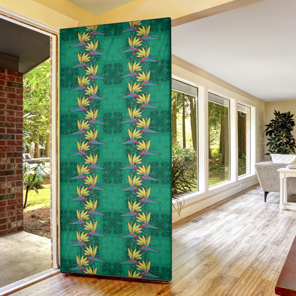Hawaii Waikiki King Door Cover Green Quilt With Pua Manu LT05 - Polynesian Pride