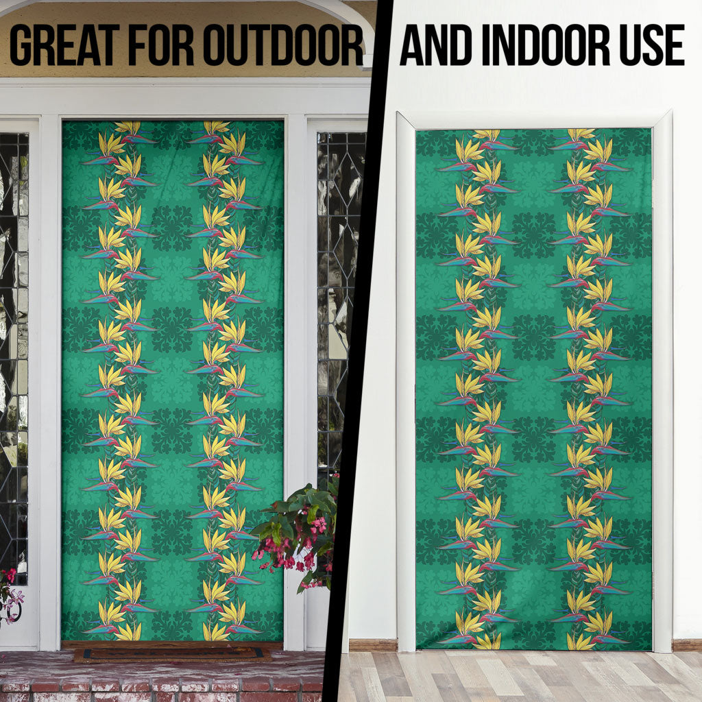Hawaii Waikiki King Door Cover Green Quilt With Pua Manu LT05 - Polynesian Pride