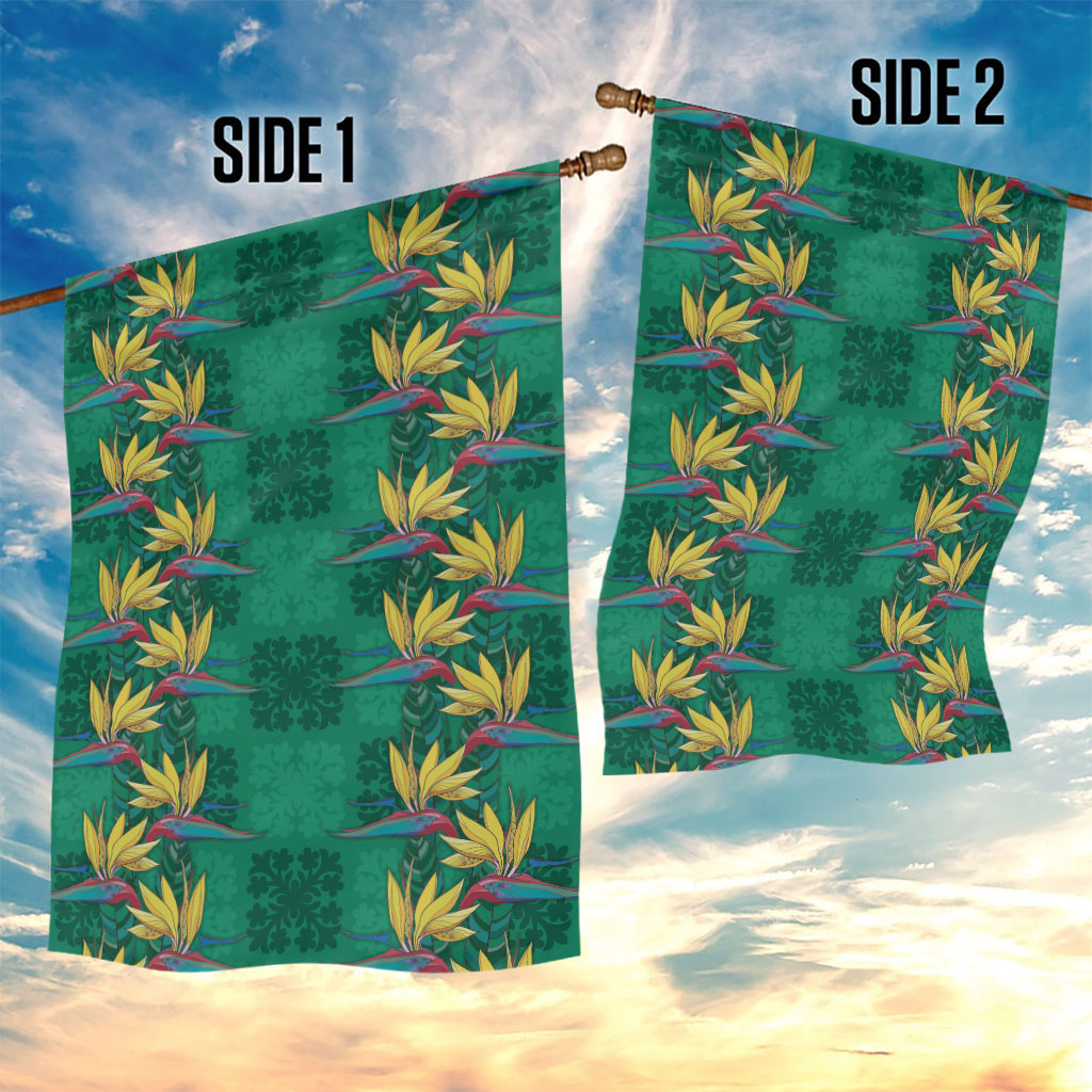 Hawaii Waikiki King Garden Flag Green Quilt With Pua Manu LT05 - Polynesian Pride