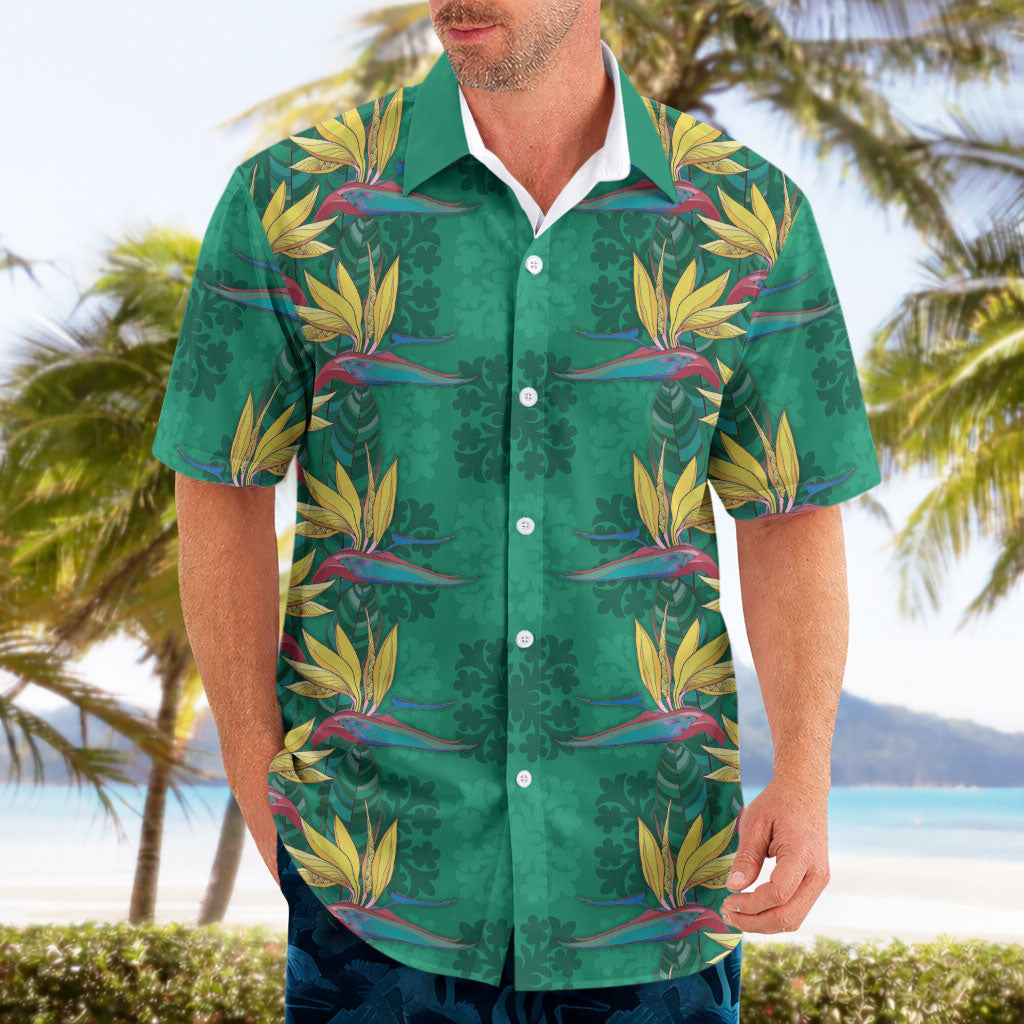 Hawaii Waikiki King Hawaiian Shirt Green Quilt With Pua Manu LT05 - Polynesian Pride
