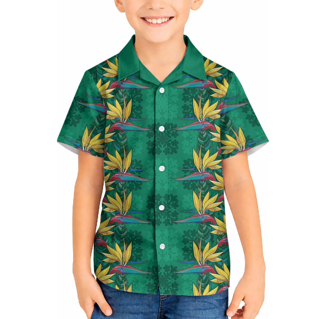 Hawaii Waikiki King Hawaiian Shirt Green Quilt With Pua Manu LT05 - Polynesian Pride