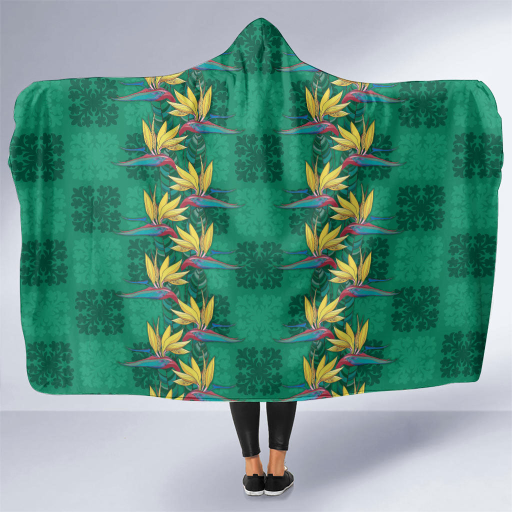 Hawaii Waikiki King Hooded Blanket Green Quilt With Pua Manu LT05 One Size Green - Polynesian Pride