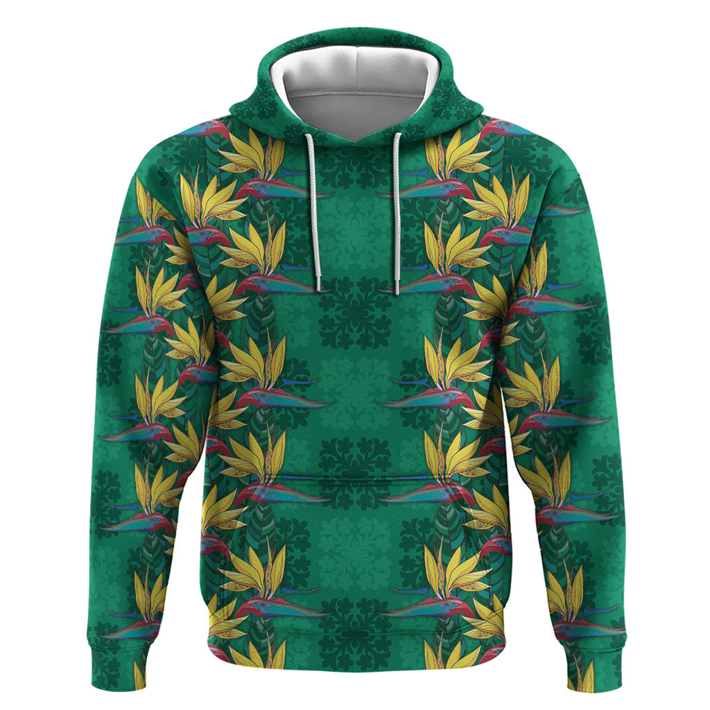 Hawaii Waikiki King Hoodie Green Quilt With Pua Manu