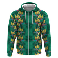 Hawaii Waikiki King Hoodie Green Quilt With Pua Manu LT05 Zip Hoodie Green - Polynesian Pride