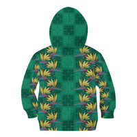 Hawaii Waikiki King Kid Hoodie Green Quilt With Pua Manu LT05 - Polynesian Pride