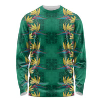 Hawaii Waikiki King Long Sleeve Shirt Green Quilt With Pua Manu LT05 Unisex Green - Polynesian Pride