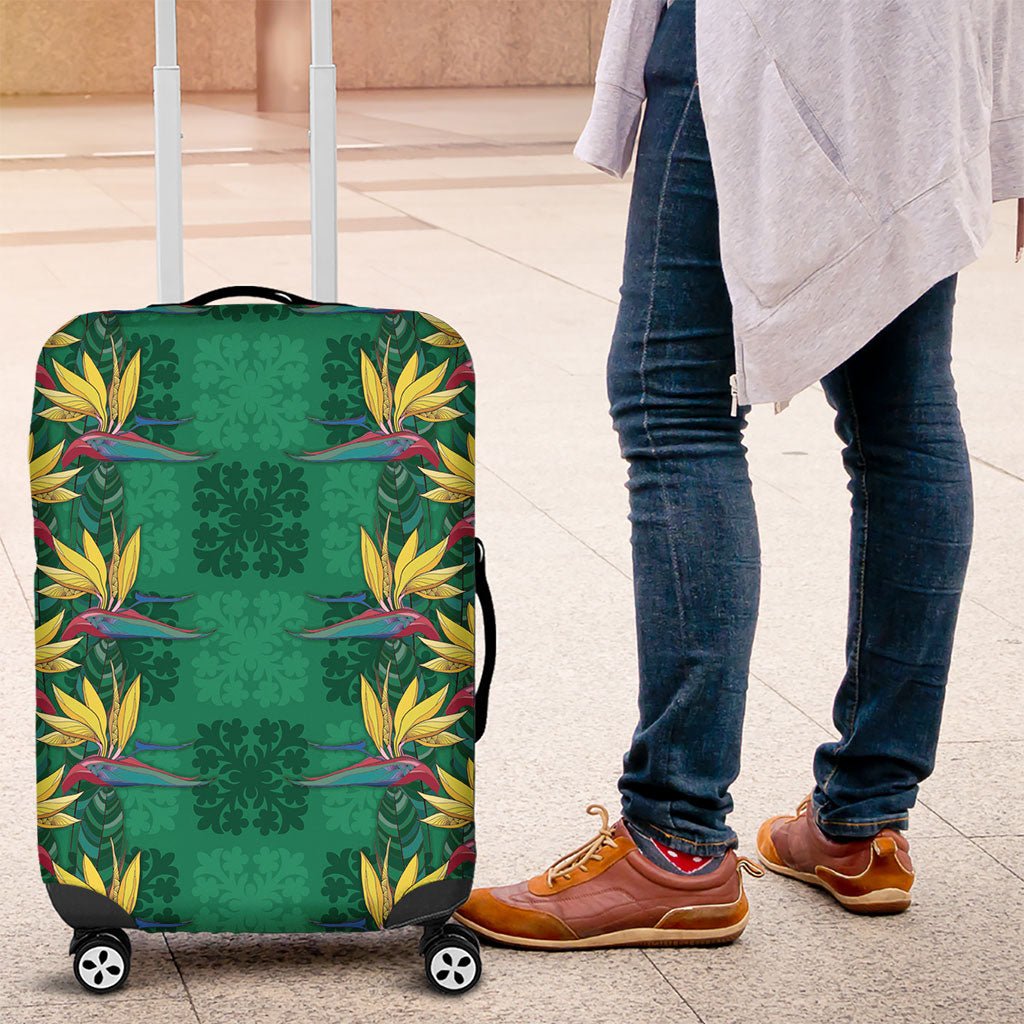 Hawaii Waikiki King Luggage Cover Green Quilt With Pua Manu LT05 Green - Polynesian Pride