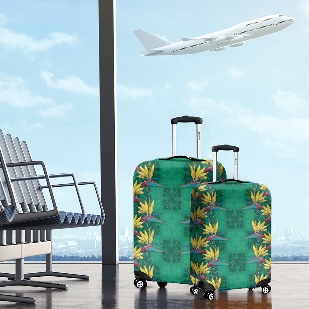 Hawaii Waikiki King Luggage Cover Green Quilt With Pua Manu LT05 - Polynesian Pride