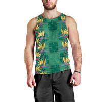 Hawaii Waikiki King Men Tank Top Green Quilt With Pua Manu LT05 - Polynesian Pride